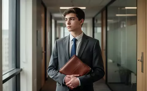 Ein junger Berufseinsteiger in einem modernen Büroflur, der nachdenklich in den Raum blickt. - Foto: über boerse-global.de