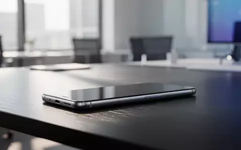 Ein modernes Smartphone liegt auf einem eleganten Schreibtisch in einem hellen, professionellen Büro. - Foto: über boerse-global.de