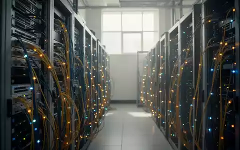 Moderne Serverräume in einem Rechenzentrum in Nigeria mit leuchtenden Glasfaserkabeln und technischer Infrastruktur. - Foto: über boerse-global.de