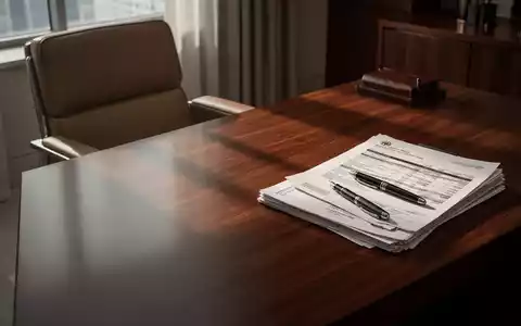 Ein leerer Schreibtisch mit Dokumenten und einem Füllfederhalter in einem modernen, professionellen Büro. - Foto: über boerse-global.de