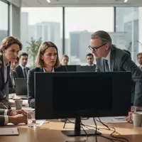 Zwei Personen in einem modernen Bürogebäude im Gespräch über die Implementierung neuer Technologien am Arbeitsplatz. - Foto: über boerse-global.de