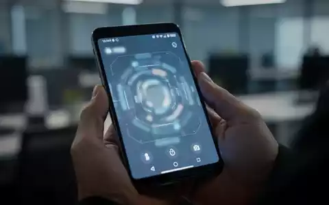 Ein modernes Android-Smartphone in einer Hand, während eine Sicherheitsüberprüfung im Hintergrund stattfindet. - Foto: über boerse-global.de
