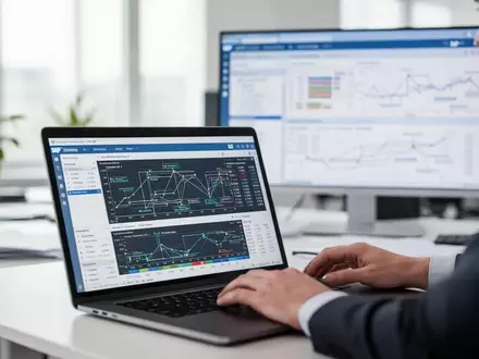 Professioneller Arbeitsplatz in einem modernen Büro mit Fokus auf digitale Buchhaltungsprozesse. - Foto: über boerse-global.de