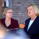 Bremens Innensenatorin, Eva Högl (SPD) und die niedersächsische Innenministerin, Daniela Behrens (SPD), nahmen von Cuxhaven aus an der Telefonkonferenz teil. - Bild: Izabella Mitwollen/dpa