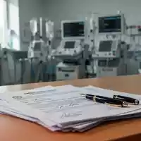 Ein Schreibtisch in einer Klinik mit Arbeitsverträgen und einem Füllfederhalter, symbolisch für arbeitsrechtliche Fragen. - Foto: über boerse-global.de