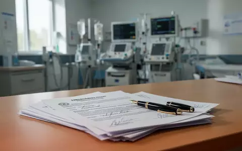 Ein Schreibtisch in einer Klinik mit Arbeitsverträgen und einem Füllfederhalter, symbolisch für arbeitsrechtliche Fragen. - Foto: über boerse-global.de