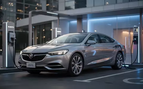 Ein moderner, elektrischer Buick Electra an einer Ladestation in einer minimalistischen, urbanen Umgebung bei Dämmerung. - Foto: über boerse-global.de