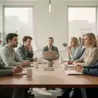 Professionelle Mitarbeiter in einem modernen Bürogebäude im Gespräch während einer Besprechung. - Foto: über boerse-global.de