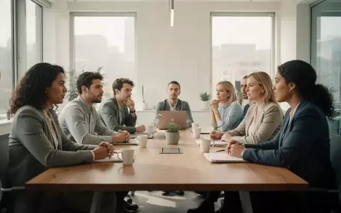 Professionelle Mitarbeiter in einem modernen Bürogebäude im Gespräch während einer Besprechung. - Foto: über boerse-global.de