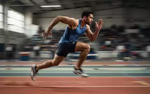 Ein Sportler beim Sprinttraining auf einer Laufbahn im Moment maximaler körperlicher Anstrengung. - Foto: über boerse-global.de