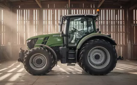 Ein gebrauchter Traktor steht in einer sonnendurchfluteten landwirtschaftlichen Scheune. - Foto: über boerse-global.de
