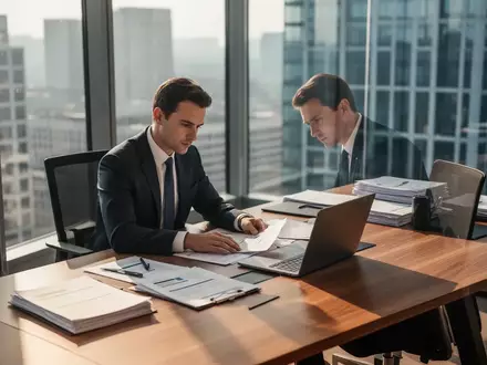 Ein professioneller Compliance-Experte arbeitet in einem hellen, modernen Büro an einer strategischen Analyse. - Foto: über boerse-global.de