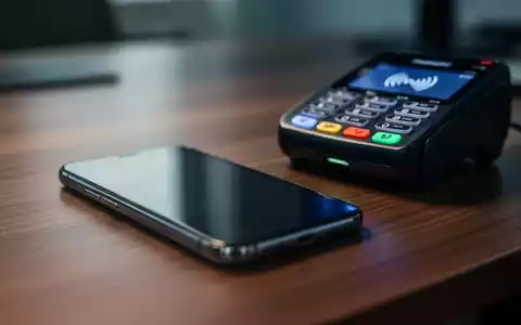Ein Smartphone liegt neben einem kontaktlosen Zahlungsterminal auf einem Holztisch. - Foto: über boerse-global.de