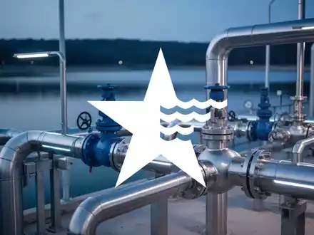 Moderne Wasserinfrastruktur mit Rohren und Ventilen vor einem Wasserreservoir. - Foto: über boerse-global.de