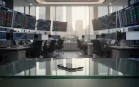 Ein moderner, verschwommener Börsenhandelssaal bei natürlichem Morgenlicht mit einem leeren Schreibtisch im Vordergrund. - Foto: über boerse-global.de