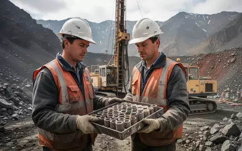 Geologe bei der Untersuchung von Gesteinsproben an einer Bohrstelle in einer Bergbauregion. - Foto: über boerse-global.de