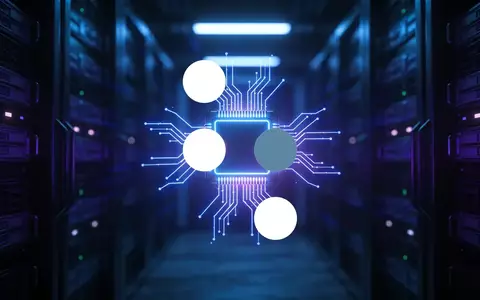 Abstrakte Darstellung eines Quantencomputer-Prozessors in einer hochmodernen, dunkel beleuchteten Serverumgebung. - Foto: über boerse-global.de