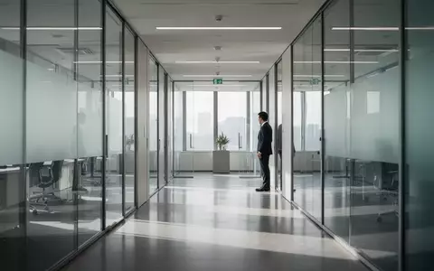 Ein moderner, minimalistischer Büroflur in einem Bankgebäude mit natürlichem Lichteinfall. - Foto: über boerse-global.de