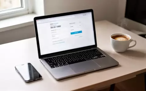 Ein moderner Schreibtisch mit einem Laptop und Smartphone in einer hellen, professionellen Büroumgebung. - Foto: über boerse-global.de
