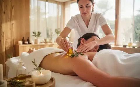 Eine therapeutische Schultermassage mit warmen Ölen in einer hellen, ruhigen Wellness-Umgebung. - Foto: über boerse-global.de