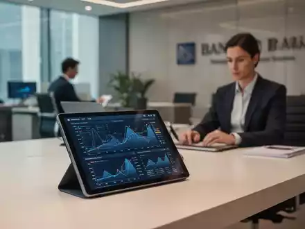Ein professioneller Bankangestellter arbeitet in einem modernen Büro an der Integration neuer Technologien. - Foto: über boerse-global.de