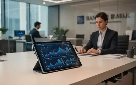 Ein professioneller Bankangestellter arbeitet in einem modernen Büro an der Integration neuer Technologien. - Foto: über boerse-global.de