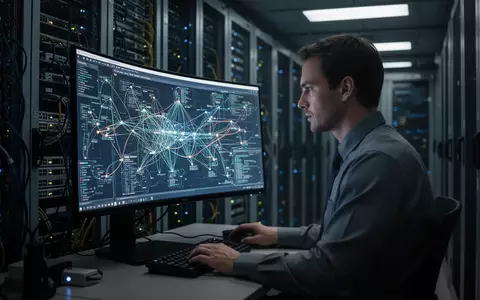 IT-Administrator in einem modernen Serverraum bei der Überwachung komplexer Netzwerkinfrastrukturen. - Foto: über boerse-global.de