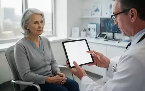 Ein Arzt berät einen Patienten in einer modernen Praxis und zeigt eine digitale Gesundheitsanwendung auf einem Tablet. - Foto: über boerse-global.de