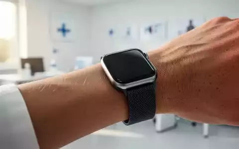 Nahaufnahme einer modernen Smartwatch am Handgelenk einer Person in einer hellen, medizinischen Umgebung. - Foto: über boerse-global.de