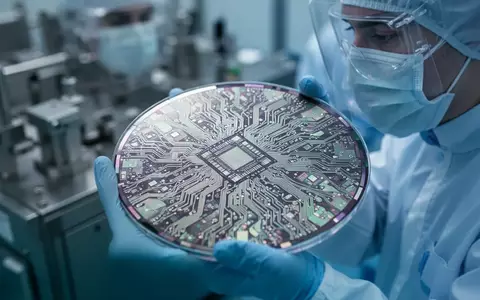 Ein Techniker untersucht einen Silizium-Wafer in einer modernen Halbleiterfertigung unter Laborbedingungen. - Foto: über boerse-global.de