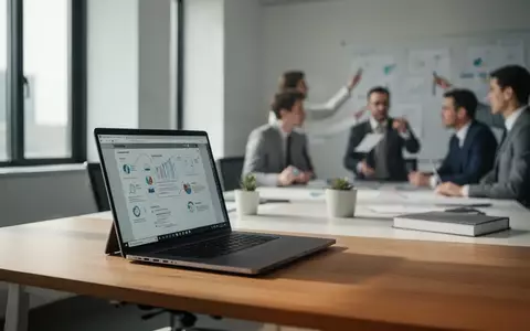 Ein moderner, minimalistischer Büroarbeitsplatz mit einem Laptop auf einem Schreibtisch bei natürlichem Licht. - Foto: über boerse-global.de