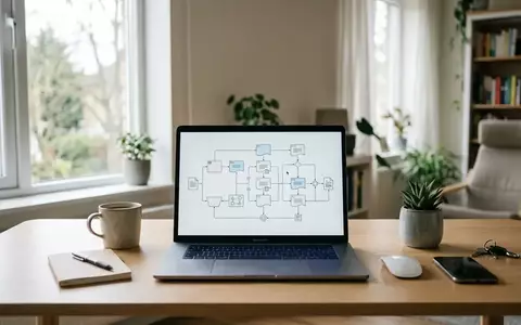 Ein moderner Büroarbeitsplatz mit einem Laptop, auf dem komplexe Dokumenten-Workflows und Datenanalysen zu sehen sind. - Foto: über boerse-global.de