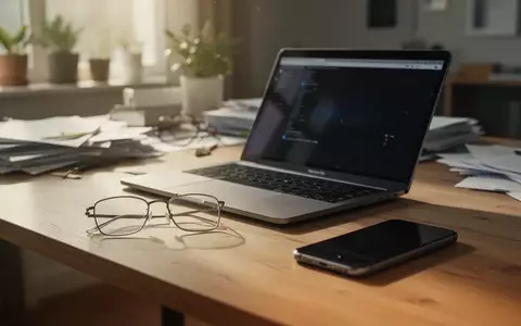 Ein moderner Schreibtisch mit Laptop und Smartphone in einem hellen Homeoffice bei Tageslicht. - Foto: über boerse-global.de