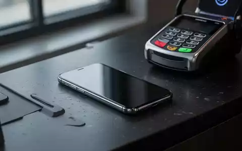 Ein modernes Smartphone liegt neben einem kontaktlosen Bezahlterminal auf einer Ladentheke. - Foto: über boerse-global.de