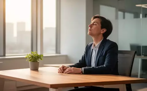 Eine entspannte Person an einem aufgeräumten Schreibtisch in einem hellen Büro bei Tageslicht. - Foto: über boerse-global.de