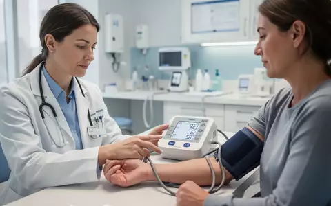 Ein Arzt misst in einer modernen Klinik den Blutdruck eines Patienten mit einem digitalen Blutdruckmessgerät. - Foto: über boerse-global.de