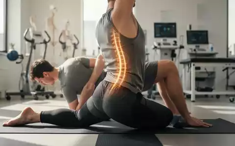 Eine Person führt in einer physiotherapeutischen Praxis eine Übung zur Korrektur der Körperhaltung und Entlastung des Rückens aus. - Foto: über boerse-global.de