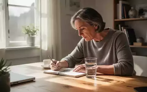 Eine Person mittleren Alters sitzt an einem hellen Holztisch und konzentriert sich auf Notizen, in einer ruhigen Wohnumgebung. - Foto: über boerse-global.de