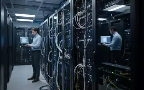 Ein moderner IT-Serverraum mit Serverschränken und Verkabelung in einem professionellen Unternehmensumfeld. - Foto: über boerse-global.de