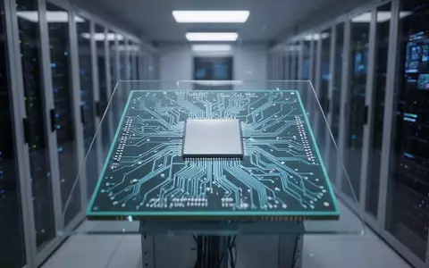 Nahaufnahme eines Hochleistungs-Wafer-Scale-Prozessors in einem modernen Rechenzentrum mit bläulicher Beleuchtung. - Foto: über boerse-global.de