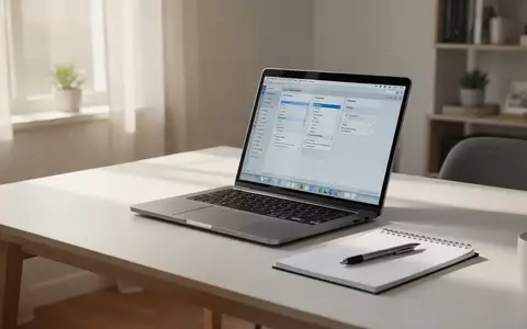 Ein aufgeräumter Schreibtisch mit einem Laptop in einem hellen, sonnendurchfluteten Home-Office. - Foto: über boerse-global.de