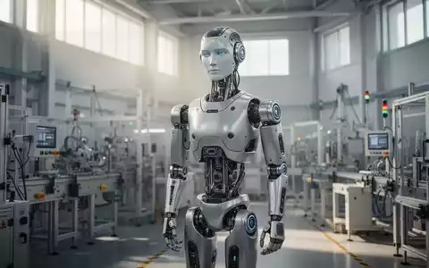 Ein humanoider Roboter steht in einer modernen, hellen Industriefertigungshalle. - Foto: über boerse-global.de