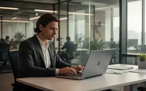 Ein professioneller Mitarbeiter arbeitet an einem Laptop in einem modernen, hellen Büro. - Foto: über boerse-global.de