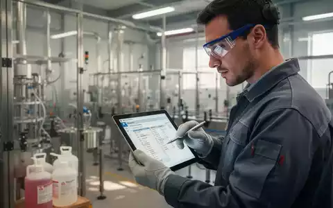 Eine Fachkraft in Schutzkleidung dokumentiert in einer modernen Produktionshalle sicherheitsrelevante Daten auf einem Tablet. - Foto: über boerse-global.de
