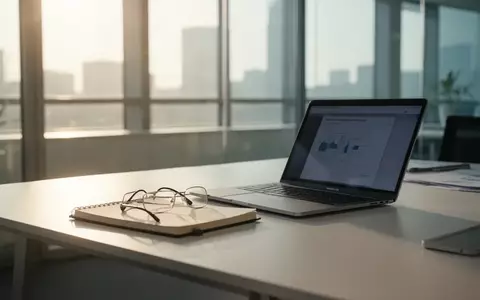 Ein heller, moderner Büroarbeitsplatz mit Laptop und Notizbuch bei natürlichem Lichteinfall. - Foto: über boerse-global.de