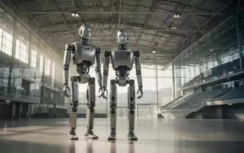 Ein humanoider Roboter steht in der modernen Architektur des National Speed Skating Ovals in Peking. - Foto: über boerse-global.de