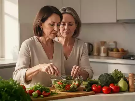 Eine Frau in einer hellen Küche bereitet konzentriert eine gesunde Mahlzeit aus frischem Gemüse zu. - Foto: über boerse-global.de