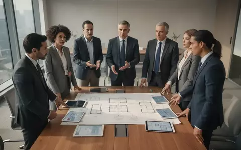 Ein Team von Führungskräften berät in einem modernen Büro über strategische Umstrukturierungen für die KI-Implementierung. - Foto: über boerse-global.de