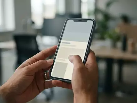 Nahaufnahme einer Hand, die ein modernes Smartphone mit einer App-Oberfläche hält. - Foto: über boerse-global.de