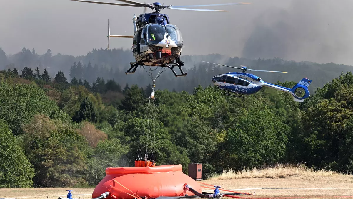 Noch immer lodern die Flammen im Hürtgenwald. - Bild: Federico Gambarini/dpa